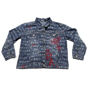 Chicos Inspiration Affirmations Art-to-Wear Denim Jacket - Women 2‎ US Large?